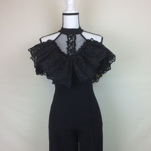 Valentine Sleeveless Jumpsuit Mock Neck Choker